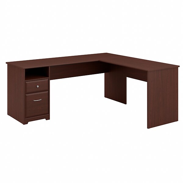 Bush Furniture Cabot 72W L Shaped Computer Desk with Drawers, Harvest Cherry (CAB051HVC)