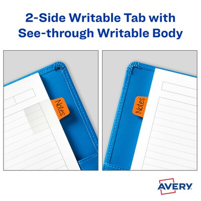 Avery® Mini Ultra Tabs™, Primary (Red, Blue, Orange, Green), 1" x 1-1/2", Pack of 40 Repositionable, Two-Side Writable Tabs