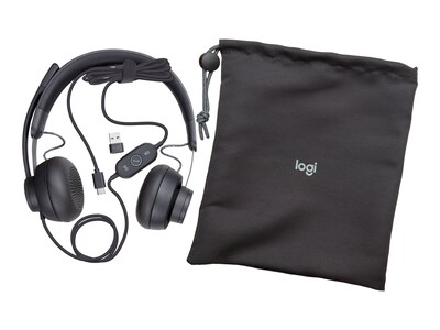 Logitech Zone 750 Wired Noise Canceling On-Ear Headphones, Black (981-001103)