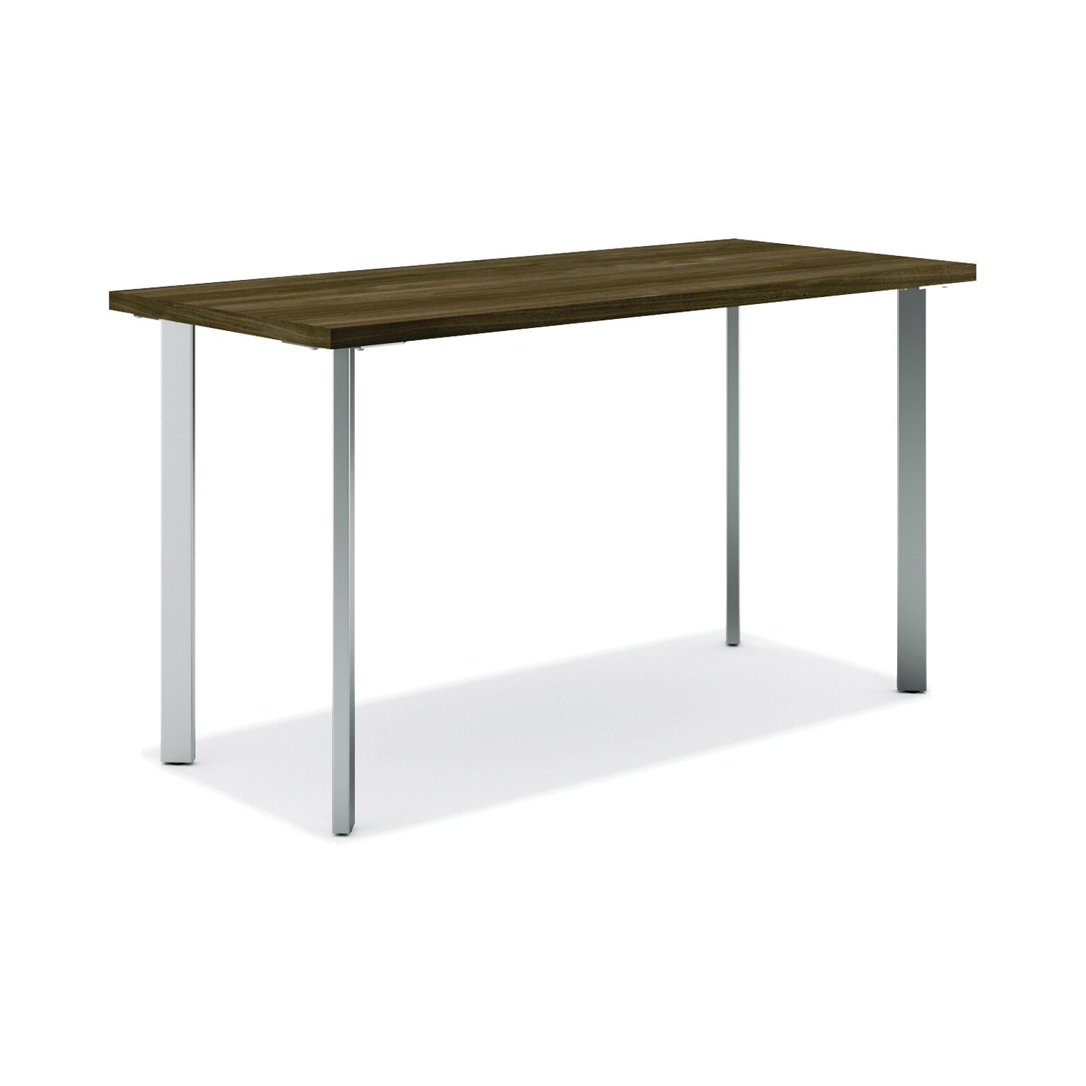 HON Coze 48W Table Desk, Florence Walnut Laminate/Silver Leg Finish (HLCRPL4830FS)