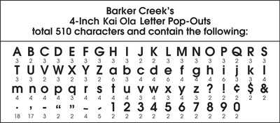 Barker Creek Kai Ola  4" Letters and Numbers, Multicolored, 510/Pack (BC3647)