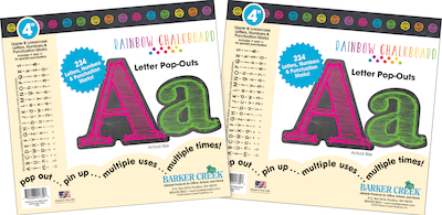 Barker Creek 4 Letter Pop-Out 2-Pack, Rainbow Chalk, 420 Characters/Set (BC3648)