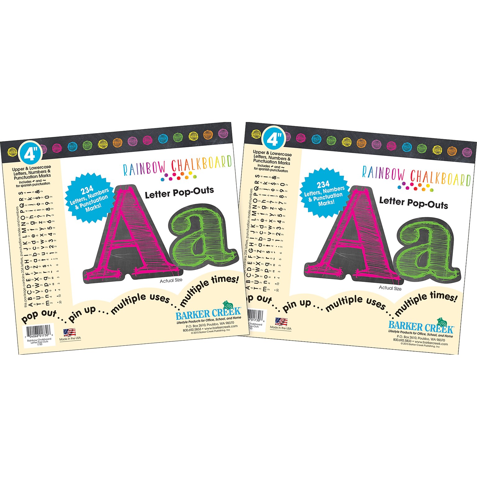 Barker Creek Chalkboard  4 Letters and Numbers, Multicolored, 468/Pack (BC3648)