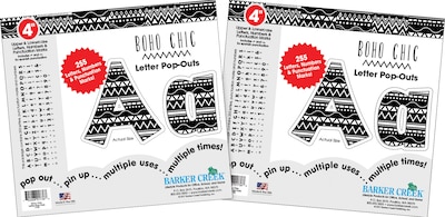 Barker Creek 4 Letter Pop-Out 2-Pack, Boho Chic, 510 Characters/Set (BC3650)