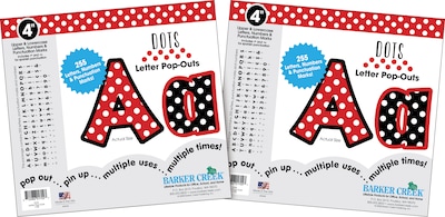 Barker Creek 4 Letter Pop-Out 2-Pack, Dots, 510 Characters/Set (BC3627)