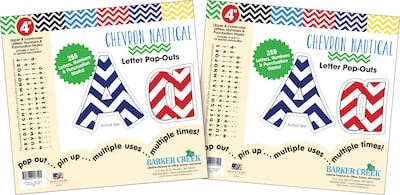 Barker Creek 4 Letter Pop-Out 2-Pack, Chevron Nautical, 510 Characters/Set (BC3642)