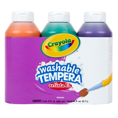 Crayola Artista II Washable Tempera Paint, Secondary Colors, 8 oz., 3/Set (BIN543182)