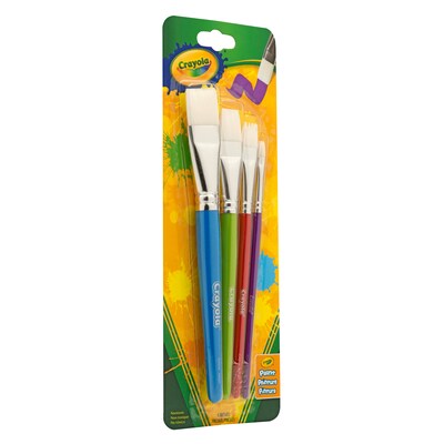 Crayola Big Paintbrush Set, Flat, 4/Pack, 4 Packs/Bundle (BIN053520)