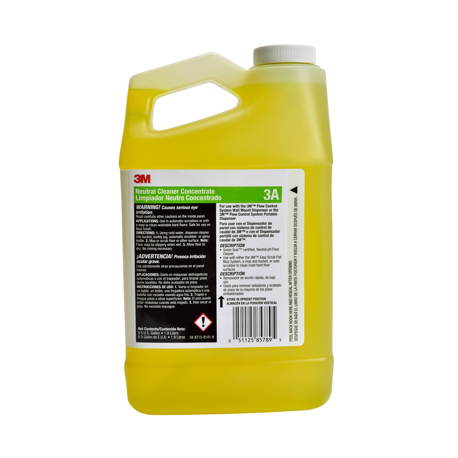 3M Neutral Cleaner Concentrate, 0.5 Gallon, 4/Case (3A)
