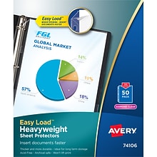 Avery Easy Load Heavyweight Sheet Protectors, 8-1/2 x 11, Diamond Clear, 50/Box (74106)