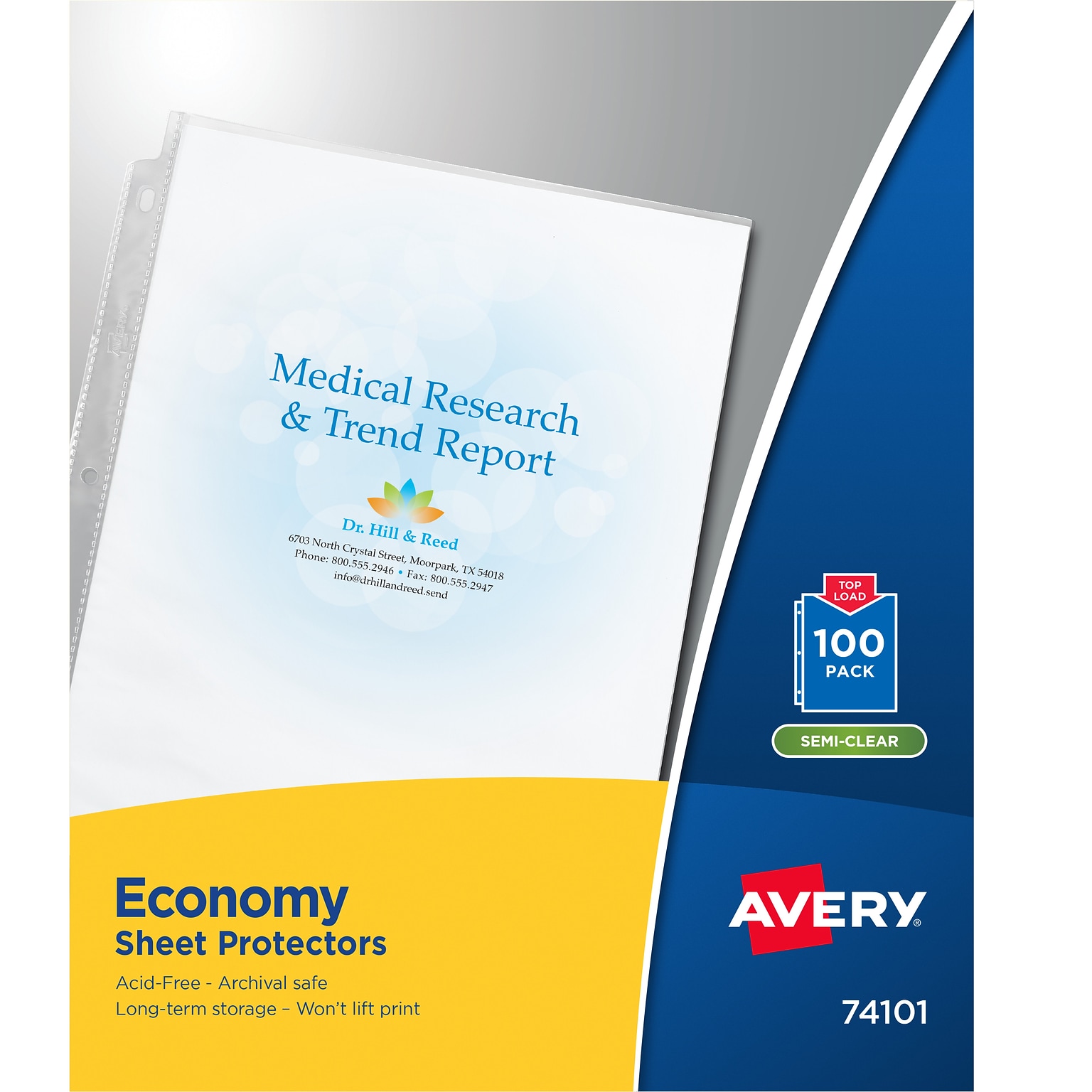 Avery Economy Lightweight Sheet Protectors, 8.5 x 11, Semi-Clear, 100/Box (74101)