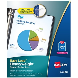 Avery Heavyweight Sheet Protectors, 8.5 x 11, Diamond Clear, Acid-Free, 200/Box (74400)