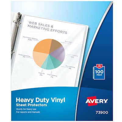 Avery Vinyl Heavyweight Sheet Protectors, 8-1/2 x  11, Clear, 100/Box (73900)