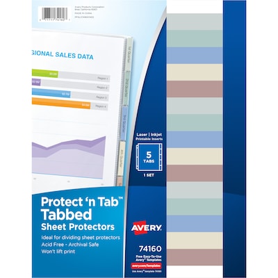 Avery Heavyweight Protect n Tab 5 Tabs, 8-1/2 x 11, Clear, 1/Set (74160)