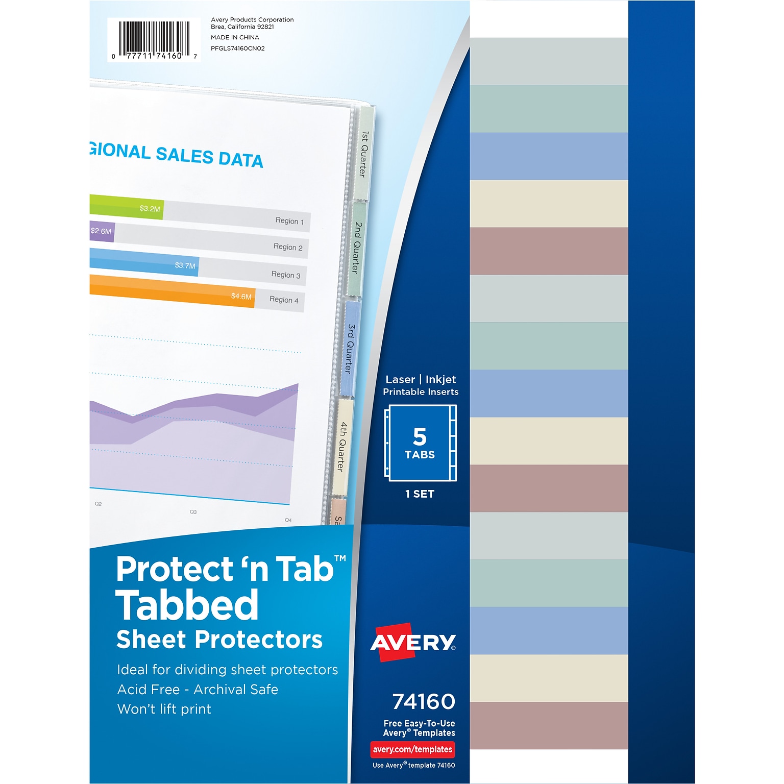 Avery Protect n Tab 5 Tabs, 8-1/2 x 11, Clear, 1/Set (74160)