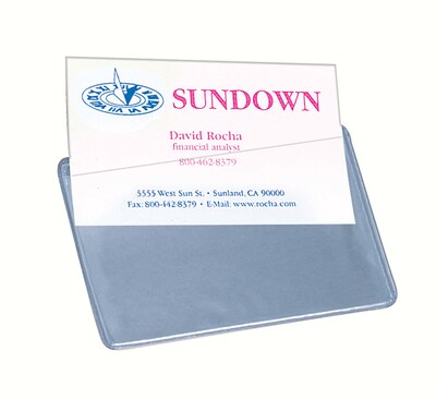 Avery Self-Adhesive Business Card Holders, Holds 2" x 3.5" Cards, Clear, Top Loading, 10/Pack (73720)