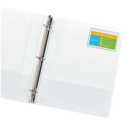 Avery Self-Adhesive Business Card Holders, Holds 2" x 3.5" Cards, Clear, Top Loading, 10/Pack (73720)