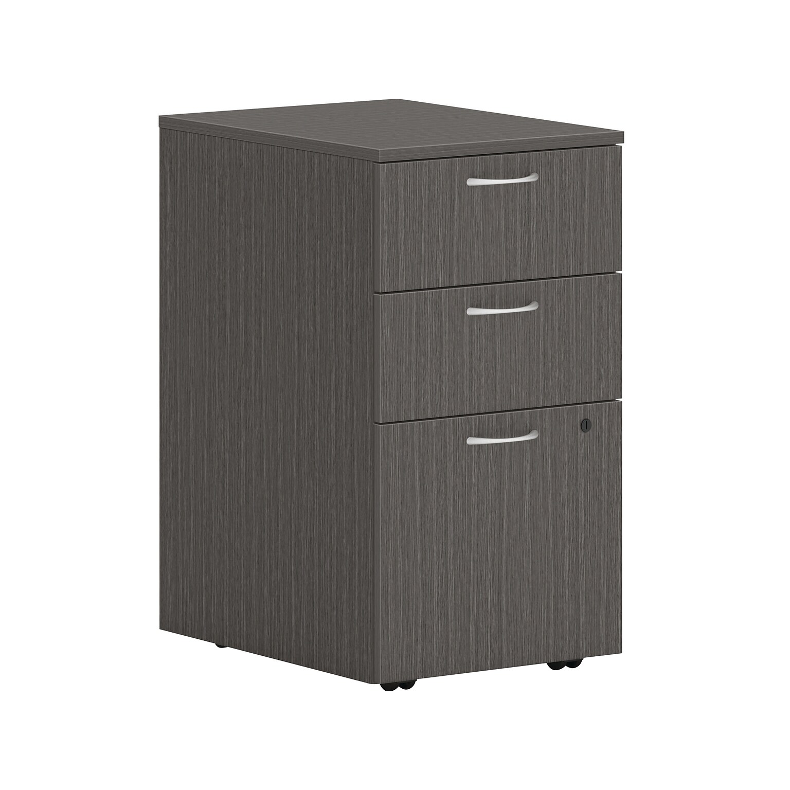 HON Mod 3-Drawer Mobile Vertical File Cabinet, Letter/Legal Size, Lockable, 28H x 15W x 20D, Slate Teak (HONPLPMBBFLS1)