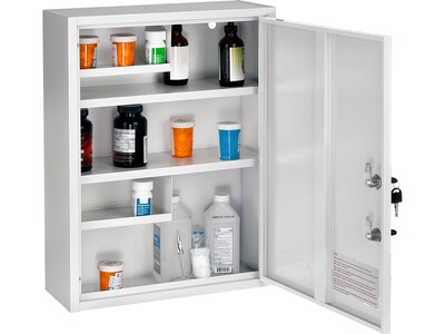 AdirMed Large Steel Medical Cabinet with Dual Key Lock, 1.16 cu. ft. (999-04-WHI)