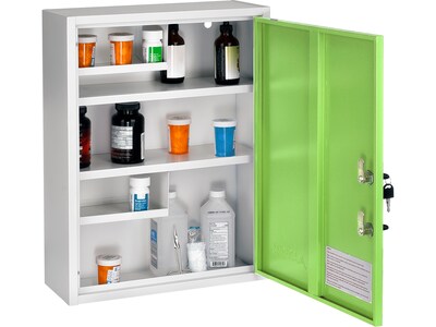 AdirMed Large Steel Medical Cabinet with Dual Key Lock, 1.16 cu. ft. (999-04-GRN)