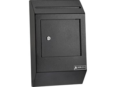 AdirOffice Steel Drop Box Mailbox with Key Lock, 0.37 cu. ft. (631-13-BLK)