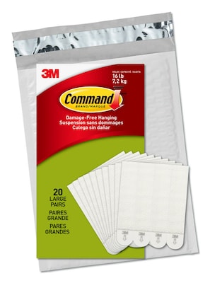 Command Large Picture Hanging Strips, Damage-Free, White, 20 Pairs, 40-Command Strips (17206-20NA)