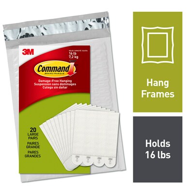 Command Large Picture Hanging Strips, Damage-Free, White, 20 Pairs, 40-Command Strips (17206-20NA)