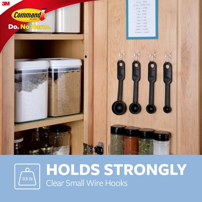 Command Small Wire Hook, 0.5 lb., Clear, 40/Pack (17067CLR-S40NA)