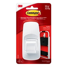 Command™ Jumbo Hook, White, 1 Hook, 2 Strips/Pack (17004-RR)