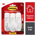 Command Large Utility Hook, White, 3-Command Hooks, 3 Pairs, 6-Command Strips (17003-3ES)
