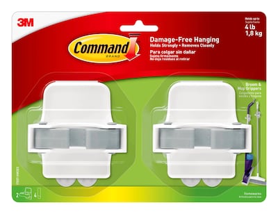 Command Large Broom Gripper, White, 2/Pack (17007-HW2ES)