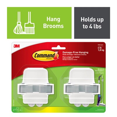 Command Large Broom Gripper, White, 2/Pack (17007-HW2ES)