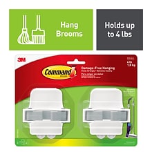 Command Damage Free Large Broom Gripper, 4 lbs., White, 2/Pack (17007-HW2ES)