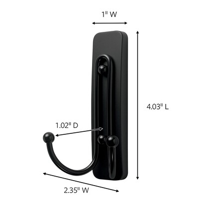 Command Large Double Hook, Matte Black, 1 Hook, 1 Strip/Pack (17036MB-ES)