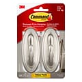 Command Traditional Large Hooks, Brushed Nickel, 2 Hooks, 4 Strips/Pack (17053BN-2VPES)