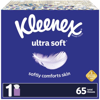 Kleenex Ultra Soft Standard Facial Tissues, 3-Ply, 65 Sheets/Box, 27 Boxes/Pack (25824)