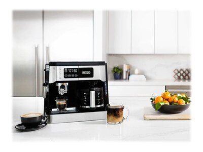 DeLonghi All-in-One 10-Cup Coffee and Espresso Machine Combination, Black/Stainless Steel (COM530M)