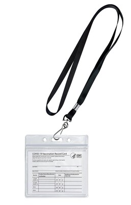 COSCO Black Lanyard and CDC Vaccine Cardholder, 10/Pack (074134KIT10)