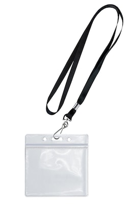 COSCO Black Lanyard and CDC Vaccine Cardholder, Clear 20/Pack (074134KIT20)