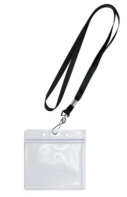 COSCO Black Lanyard and CDC Vaccine Cardholder, 10/Pack (074134KIT10)