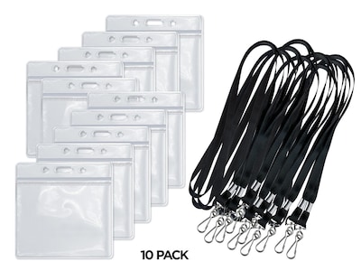 COSCO Black Lanyard and CDC Vaccine Cardholder, 10/Pack (074134KIT10)