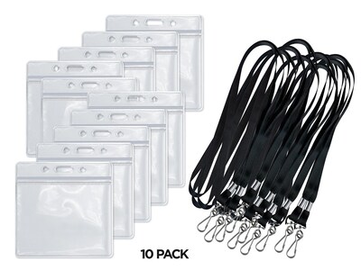 COSCO Black Lanyard and CDC Vaccine Cardholder, 10/Pack (074134KIT10)