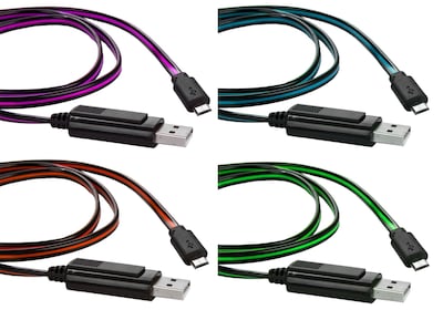 Color Lightening Data Sync Charging Micro USB Cable Red Green Blue Purple