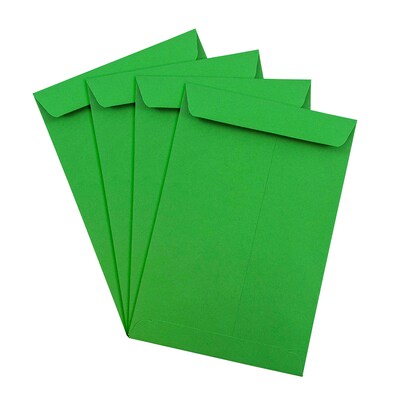 JAM Paper 6" x 9" Open End Catalog Colored Envelopes, Green Recycled, 10/Pack (88103B)