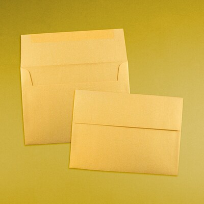 JAM Paper A7 Metallic Invitation Envelopes, 5.25 x 7.25, Stardream Gold, 25/Pack (GCST708)