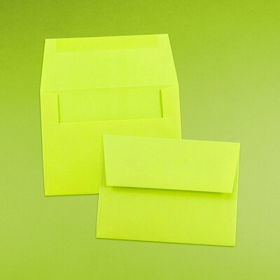 JAM Paper A2 Colored Invitation Envelopes, 4.375 x 5.75, Ultra Lime Green, 25/Pack (WDBH610)