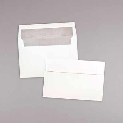 JAM Paper A9 Foil Lined Invitation Envelopes, 5.75 x 8.75, White with Silver Foil, 25/Pack (34078)