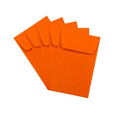 JAM Paper #1 Coin Business Colored Envelopes, 2.25 x 3.5, Orange Recycled, 50/Pack (352627815I)