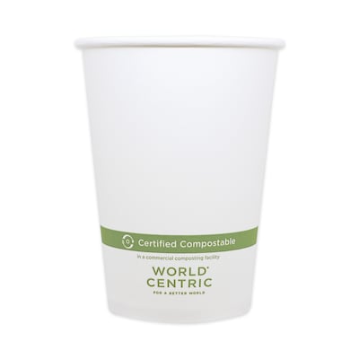 World Centric Paper Bowls, 4.4 dia x 5.8, 32 oz, White, 500/Carton