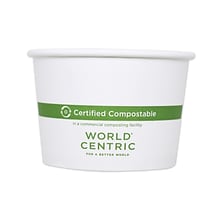 World Centric Paper Bowls, 4.4 dia x 3, 16 oz, White, 500/Carton